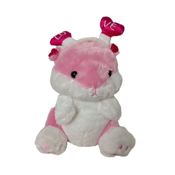 Kellytoy Pink White Hamster Plush Love Stuffed Animal 12" - Picture 1 of 6